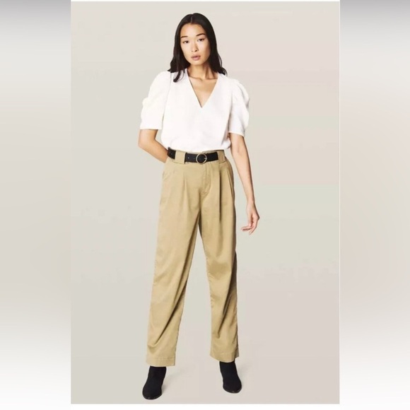 Nwt Ba&sh Paige khaki pants Sz 4 lyocell cotton blend